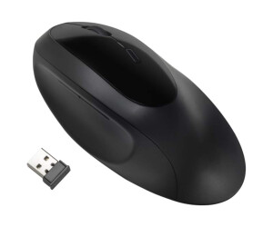 Kensington Pro Fit Ergo Wireless Mouse - Maus - ergonomisch - 5 Tasten - kabellos - 2.4 GHz, Bluetooth 4.0 LE - kabelloser Empfänger (USB)