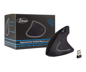Inter -Tech Eterno KM -206R - vertical mouse - ergonomic - for right -handed - 6 keys - wireless - 2.4 GHz - wireless recipient (USB)