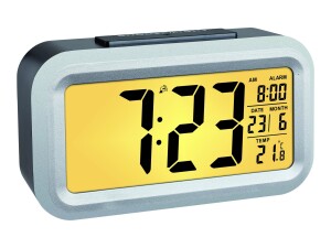 TFA 60.2553.02 - Digital alarm clock - rectangle - silver...