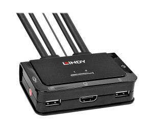 Lindy 2 Port HDMI 2.0, USB 2.0 &amp; Audio Cable KVM Switch