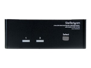 StarTech.com Dual DVI VGA 2 Port Monitor Audio Switch...