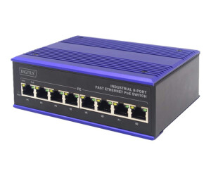 DIGITUS Industrial 8-Port Fast Ethernet PoE Switch,...