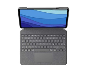 Logitech Combo Touch - keyboard and folio hop - with a trackpad - backlit - Apple Smart Connector - Qwertz - German - Oxford Gray - for Apple 10.9 -inch IPAD Air (4th generation)