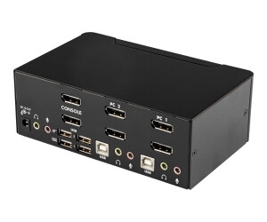 StarTech.com 2 Port Dual DisplayPort USB KVM Switch mit Audio