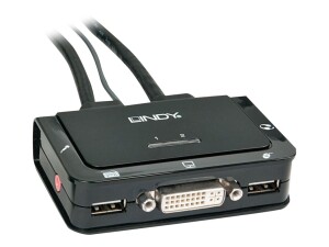 Lindy Compact 2 Port KVM Switch - KVM-/Audio-/USB-Switch