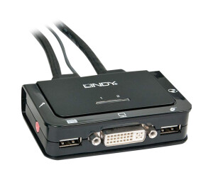 Lindy Compact 2 Port KVM Switch - KVM-/Audio-/USB-Switch
