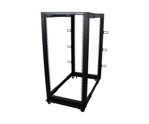 StarTech.com Open Frame Rack 25HE - 4 Pfosten Serverschrank - 58 cm - 104 cm tiefenverstellbar mit Rollen / Nivellierfüße und Kabelverwaltung (4POSTRACK25U)