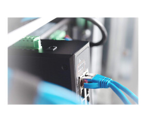 DIGITUS 7 Port Gigabit Ethernet Netzwerk PoE Switch, Industrial, Unmanaged, 1PD Port