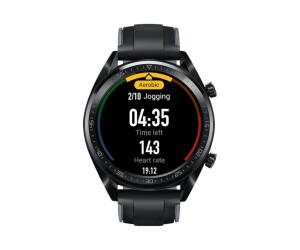 Huawei Watch GT Sport - 46.5 mm - schwarzes Edelstahl - intelligente Uhr mit Riemen - Silikon - Graphitschwarz - Handgelenkgröße: 140-210 mm - Anzeige 3.53 cm (1.39")