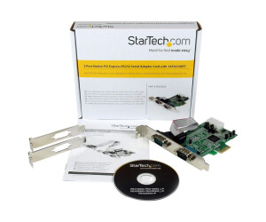 Startech.com 2 Port Serial PCI Express RS232 Adapter Card - Serial PCIe RS232 Control Card - PCIe to Dual Serial DB9 - 16550 UART - Extension card - Windows & Linux (PEX2S553))