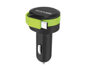 RealPower Auto-Netzteil - 4.8 A - 2 Ausgabeanschlussstellen (USB, 24 pin USB-C)