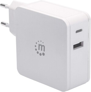 Manhattan Wall/Power Charger , USB-C and USB-A ports,...