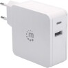 Manhattan Wall/Power Charger , USB-C and USB-A ports, USB-C Output: 45W / 3A, USB-A Output: 2.4A, White, Three Year Warranty, Box - Netzteil - 45 Watt - 3 A - 2 Ausgabeanschlussstellen (USB, USB-C)