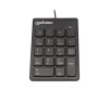 Manhattan Numeric Keypad, Wired, USB-A, 18 Full Size Keys, Black, Membrane Key Switches, Windows and Mac, Three Year Warranty, Blister
