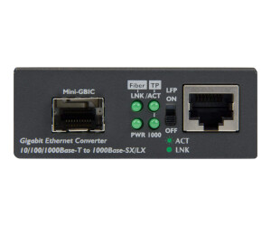 StarTech.com Gigabit Ethernet LWL / Glasfaser Medienkonverter mit SFP - 1000 Mbit/s Multimode Gigabit Ethernet Medienkonverter - Medienkonverter - GigE - 10Base-T, 1000Base-LX, 1000Base-SX, 100Base-TX, 1000Base-T - RJ-45 / SFP (mini-GBIC)
