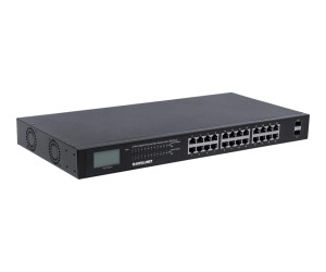 Intellinet 24-Port Gigabit Ethernet PoE+ Switch with 2 SFP Ports, LCD Display, IEEE 802.3at/af Power over Ethernet (PoE+/PoE)