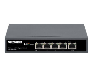 Intellinet Switch - 4 x 10/100/1000 (PoE+) + 1 x...