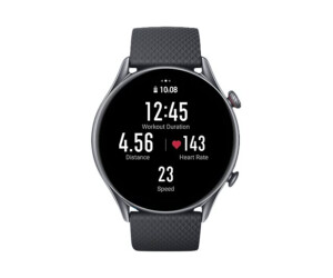Amazfit GTR 3 Pro - Intelligente Uhr mit Riemen - Flouroelastomer - Infinite Black - Handgelenkgröße: 155-218 mm - Anzeige 3.7 cm (1.45")