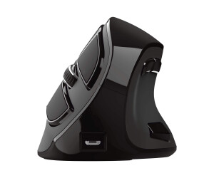 Trust Voxx - Vertikale Maus - ergonomisch - Für Rechtshänder - optisch - 9 Tasten - kabellos - Bluetooth, 2.4 GHz - kabelloser Empfänger (USB)