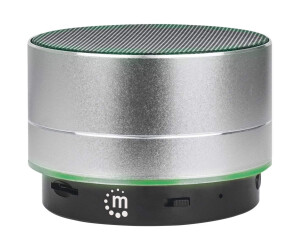 Manhattan Metallic Bluetooth Speaker (Clearance Pricing), Splashproof, Range 10m, microSD card reader, Aux 3.5mm connector, USB-A charging cable included (5V charging)