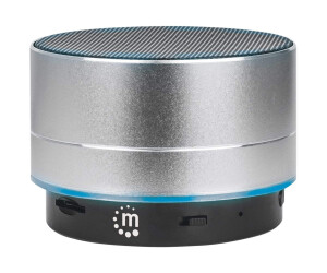 Manhattan Metallic Bluetooth Speaker (Clearance Pricing), SplashProof, Range 10m, MicroSd Card Reader, AUX 3.5mm Connector, USB-A Charging Cable Included (5V Charging)