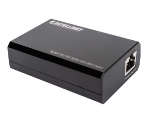 IC Intracom Intracom Integinet Poe Splitter with USB-C Output, Poe ++ / 4ppoe, Gigabit Ultra, IEEE 802.3BT, RJ45 in and out ports, up to 45 W USB-C Output Port