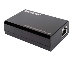 Intellinet PoE Splitter with USB-C Output, PoE++ / 4PPoE, Gigabit Ultra, IEEE 802.3bt, RJ45 In and Out Ports, Up to 45 W USB-C Output Port