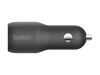Belkin BOOST UP Dual Car Charger with PPS 37W - Auto-Netzteil - 37 Watt - PD 3.0 - 2 Ausgabeanschlussstellen (USB, 24 pin USB-C)