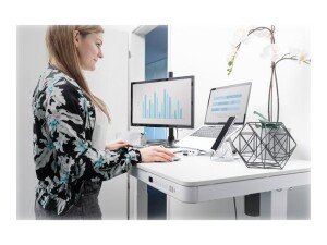 DIGITUS Elektrisch höhenverstellbarer Schreibtisch mit USB-Ladestation und Schublade