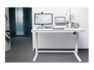 DIGITUS Elektrisch höhenverstellbarer Schreibtisch mit USB-Ladestation und Schublade