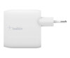 Belkin BoostCharge - Netzteil - 40 Watt - Fast Charge, PD 3.0 - 2 Ausgabeanschlussstellen (2 x USB-C)