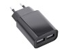 InLine USB Ladegerät DUO - Netzteil 2-fach - 100-240V zu 5V/2.1A - schwarz