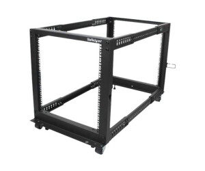 StarTech.com 12HE 4 Pfosten Open Frame Server Rack tiefenverstellbar mit Rollen / Nivellierfüße und Kabelverwaltung - Dell PowerEdge HP ProLiant ThinkServer (4POSTRACK12U)