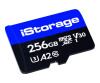 ISTORAGE Flash memory card - 256 GB - A2 / Video Class V30 / UHS -I U3 / Class10 - Microsdxc (pack with 3)