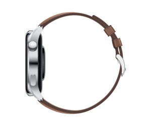 Huawei Watch 3 - Classic Edition - 46 mm - Edelstahl - intelligente Uhr mit Riemen - Leder - braun - Anzeige 3.6 cm (1.43")