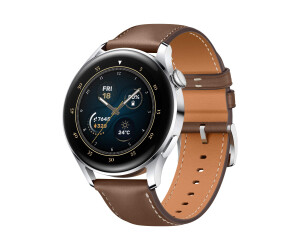Huawei Watch 3 - Classic Edition - 46 mm - Edelstahl - intelligente Uhr mit Riemen - Leder - braun - Anzeige 3.6 cm (1.43")