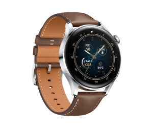 Huawei Watch 3 - Classic Edition - 46 mm - Edelstahl - intelligente Uhr mit Riemen - Leder - braun - Anzeige 3.6 cm (1.43")
