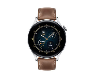 Huawei Watch 3 - Classic Edition - 46 mm - Edelstahl - intelligente Uhr mit Riemen - Leder - braun - Anzeige 3.6 cm (1.43")