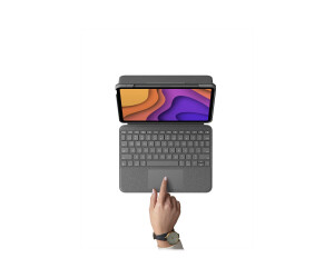 Logitech Folio Touch - Tastatur und Foliohülle - mit Trackpad - hinterleuchtet - Apple Smart connector - QWERTY - Spanisch - Oxford Gray - für Apple 10.9-inch iPad Air (4. Generation, 5. Generation)