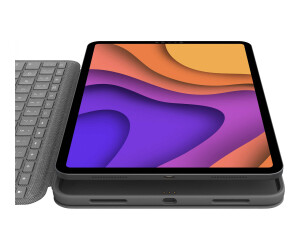 Logitech Folio Touch - Tastatur und Foliohülle - mit Trackpad - hinterleuchtet - Apple Smart connector - QWERTY - Spanisch - Oxford Gray - für Apple 10.9-inch iPad Air (4. Generation, 5. Generation)