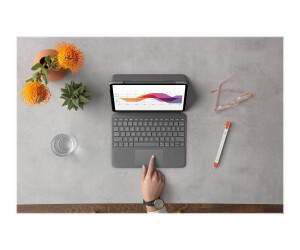 Logitech Folio Touch - Tastatur und Foliohülle - mit Trackpad - hinterleuchtet - Apple Smart connector - QWERTY - Spanisch - Oxford Gray - für Apple 10.9-inch iPad Air (4. Generation, 5. Generation)