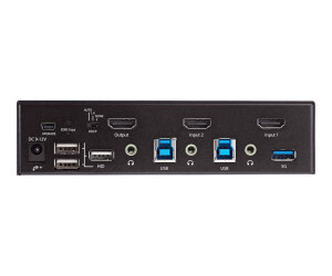 StarTech.com 2 Port HDMI KVM Switch, Single Monitor 4K 60Hz Ultra HD HDR, Desktop HDMI 2.0 KVM Switch with 2 Port USB 3.0 Hub (5Gbps)