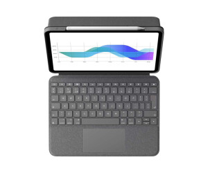 Logitech Folio Touch - keyboard and folio hop - with a trackpad - backlit - Apple Smart Connector - Qwerty - GB - Oxford Gray - for Apple 10.9 -inch IPAD Air (4th generation)