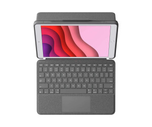 Logitech Combo Touch - keyboard and folio hop - with a trackpad - backlit - Apple Smart Connector - Qwertz - Switzerland - Graphite - for Apple 10.2 -inch iPad (7th generation, 8th generation)
