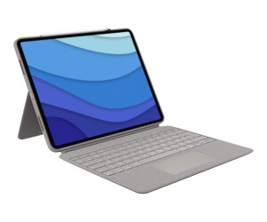 Logitech Combo Touch - keyboard and folio hop - with a trackpad - backlit - Apple Smart Connector - Azerty - French - Sand - for Apple 12.9 -inch iPad Pro (5th generation)