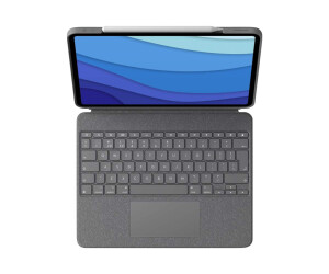 Logitech Combo Touch - keyboard and folio hop - with a trackpad - backlit - Apple Smart Connector - Qwertz - Switzerland - Oxford Gray - for Apple 10.9 -inch ipad Air (4th generation)