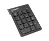 Manhattan Numeric Keypad, Wireless (2.4GHz), USB-A Micro Receiver, 18 Full Size Keys, Black, Membrane Key Switches, Auto Power Management, Range 10m, AAA Battery (included)