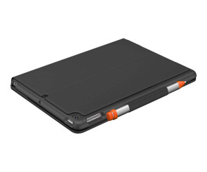 Logitech slim folio - keyboard and folio hop - Bluetooth - Qwerty - Spanish - Graphite - for Apple 10.2 -inch iPad (7th generation, 8th generation)