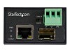 StarTech.com Industrial Media Converter - 100 Mbit/s Medienkonverter LWL Kupfer - Singlemode-/Multimode Glasfaser auf Kupfer Netzwerk - 12-56 V DC - IP-30/-40°C bis 75°C (IMC100MSFP)
