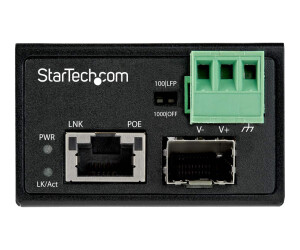 Startech.com PoE + Industrial Media Converter 30W - Media Converter LWL copper - SingleMode/Multimode glass fiber on copper gigabit Ethernet - Mini/compact size - IP -30/-40 & DEG; C to 75 & deg; C (IMC1GSFP30W)